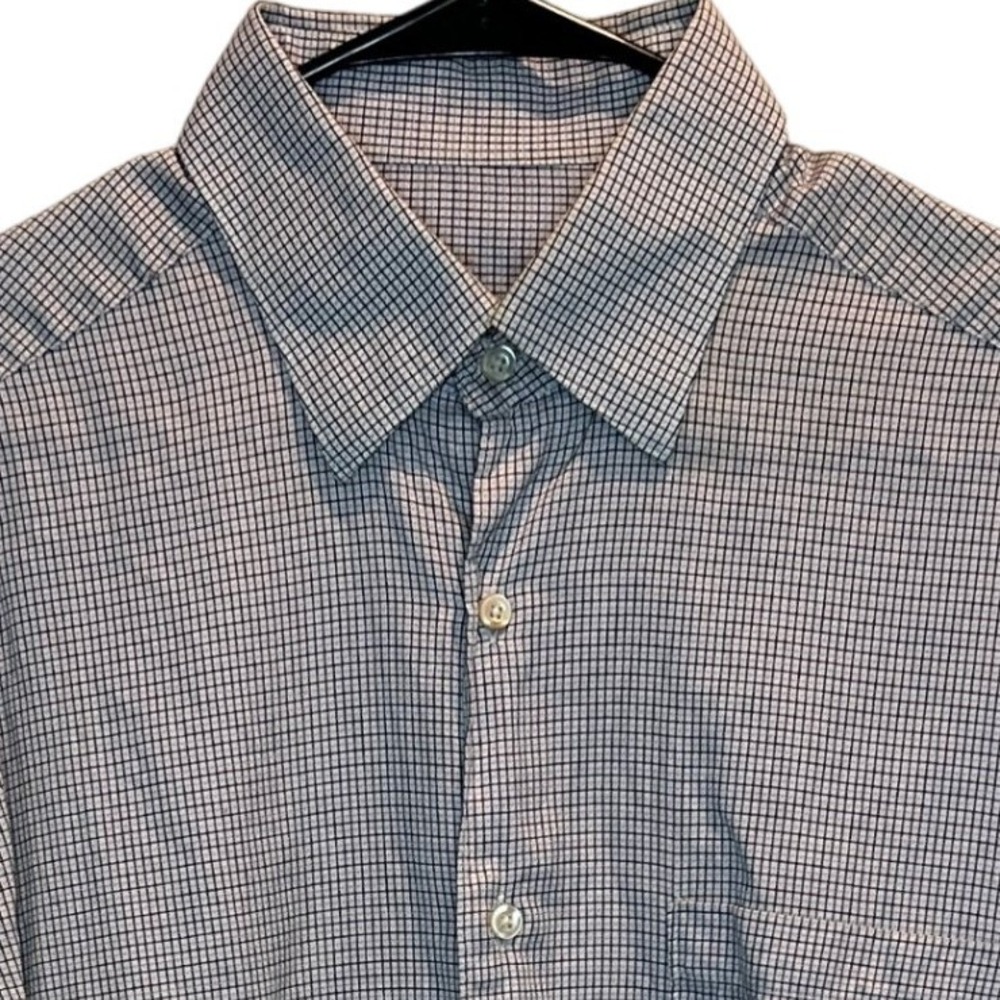 Ermenegildo Zegna Men's Purple Micro Check Dress Shirt Large Made in Italy